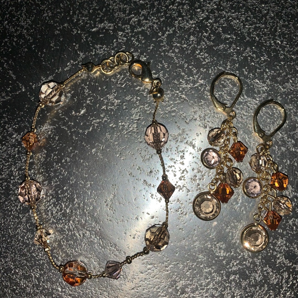 Crystal bracelet and earrings set
